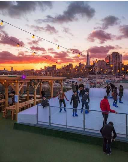 Ice skating at Skylight, Tobacco Dock