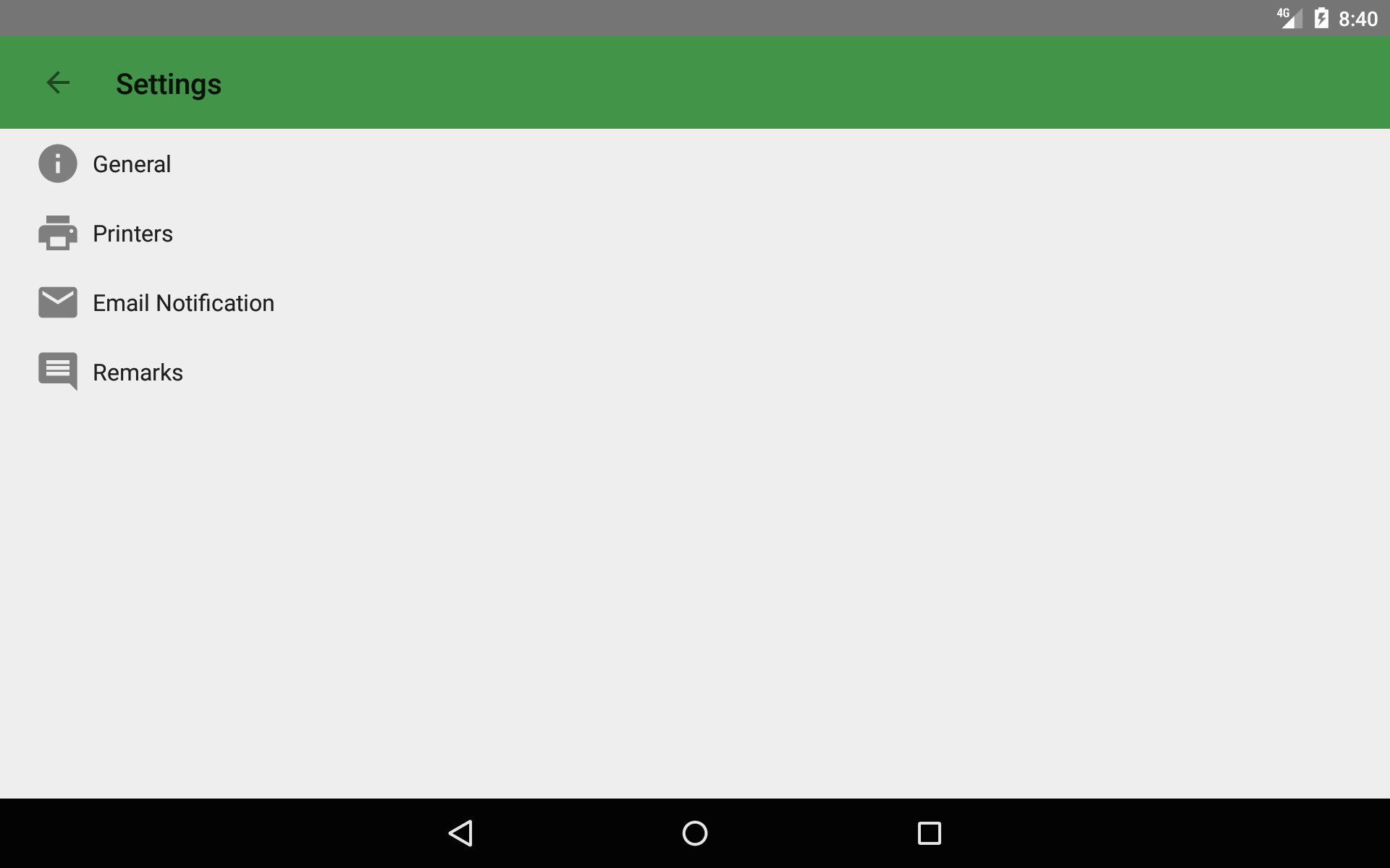 Setting menu