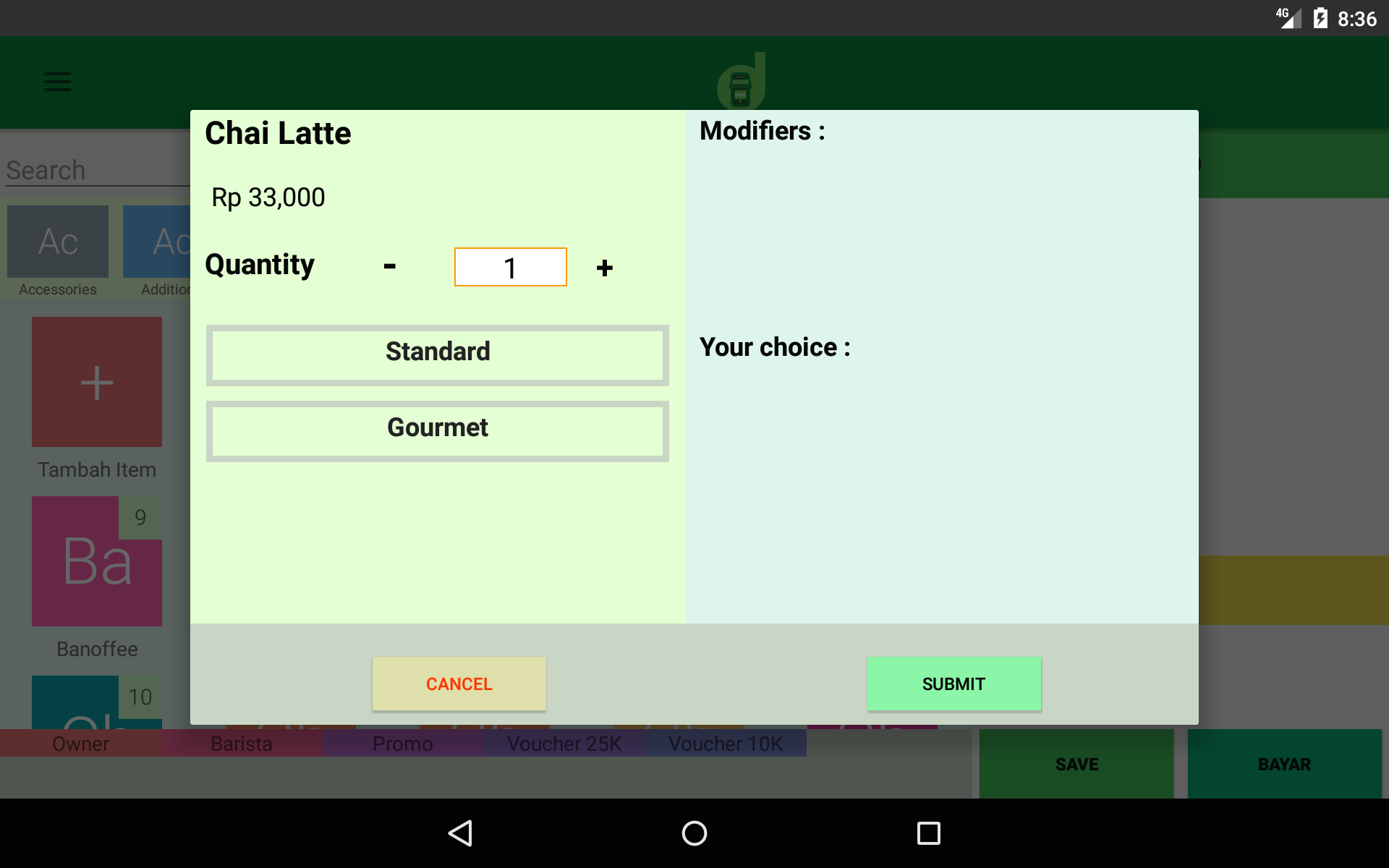 Pemilihan Menu