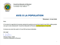 Avis de fermeture du centre administratif