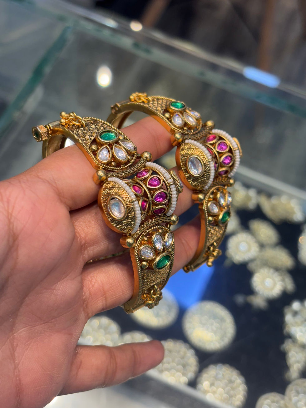 Thumbnail: Heritage antique bangles - openable - one pair - 2 pieces 