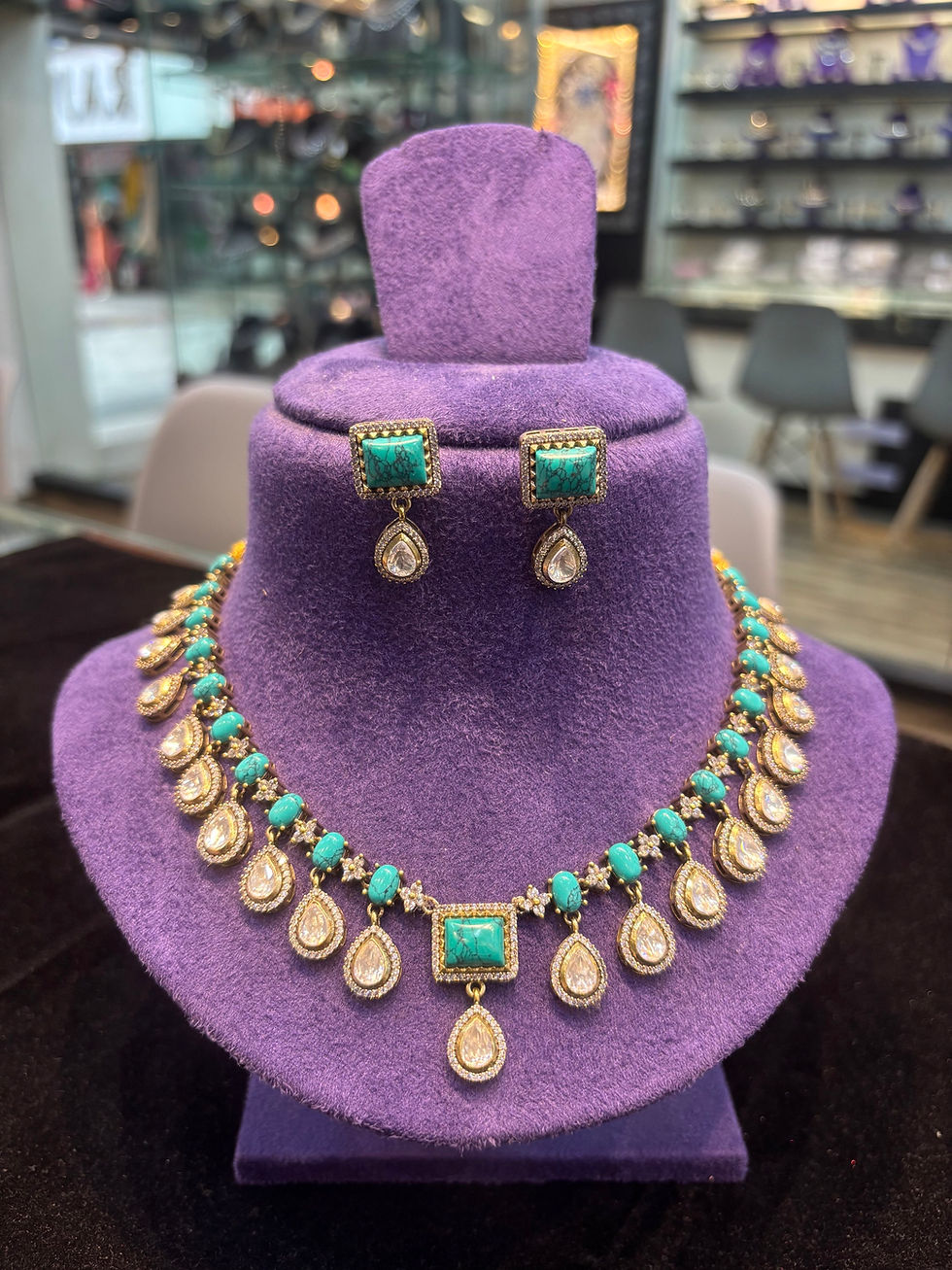 Thumbnail: Victorian single line drops  necklace and earrings - 7 colours