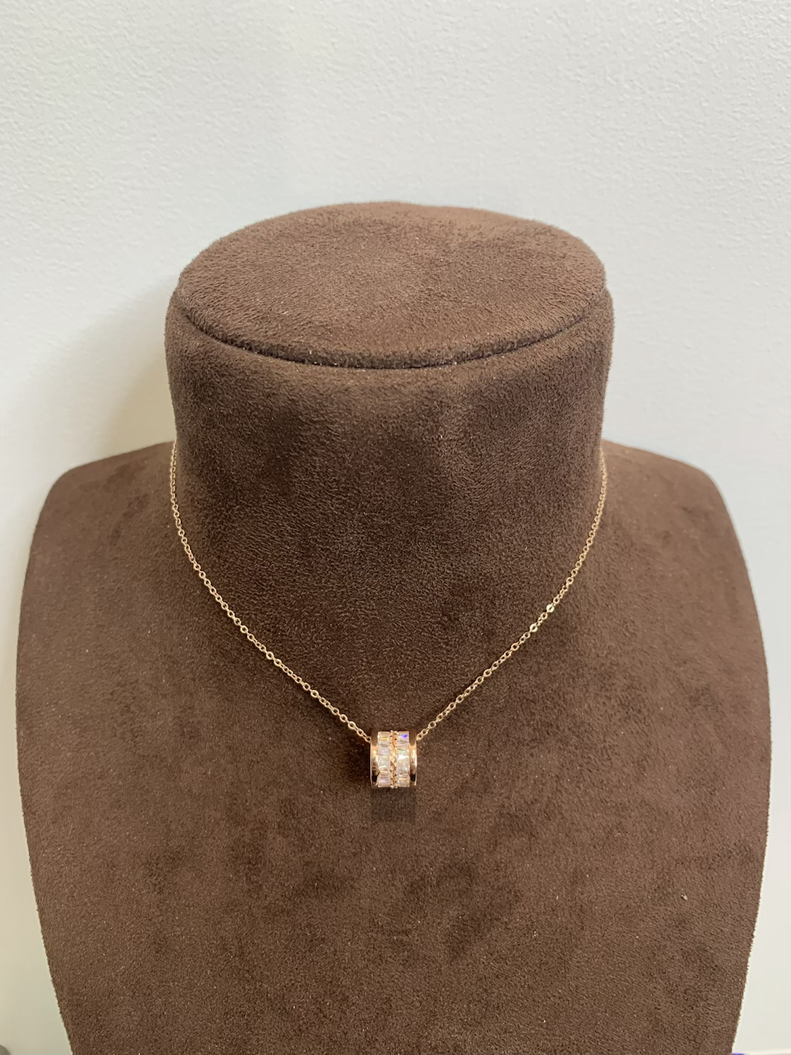 Baguette Ball Pendant Chain- Rosegold