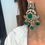 Thumbnail: Layered moissanite necklace and earrings - Ruby & Green