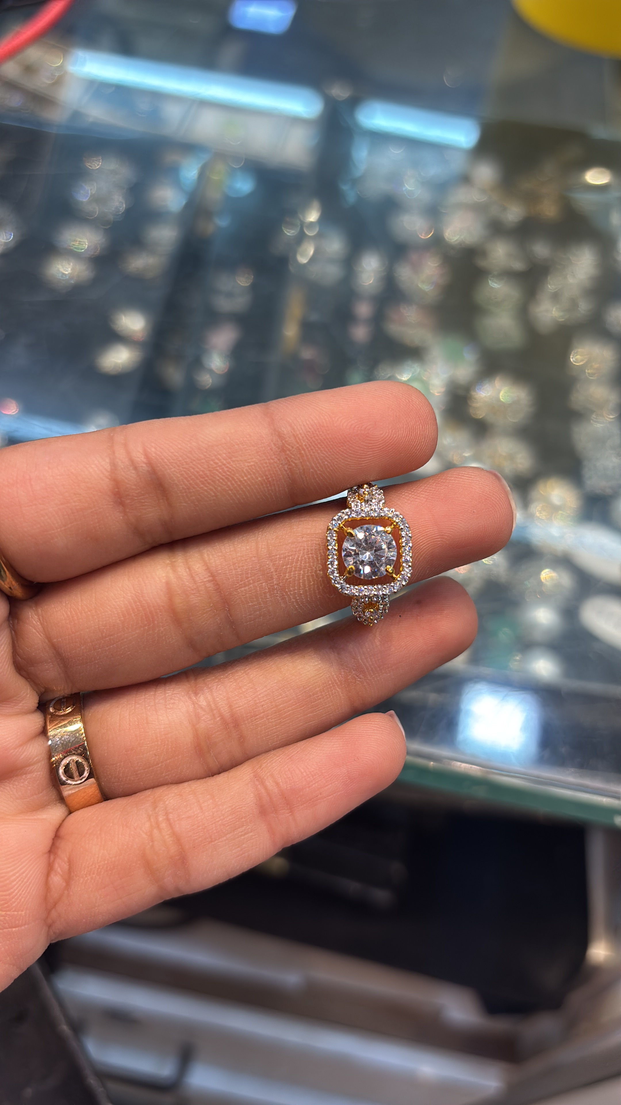 Diamond studded ring - adjustable 