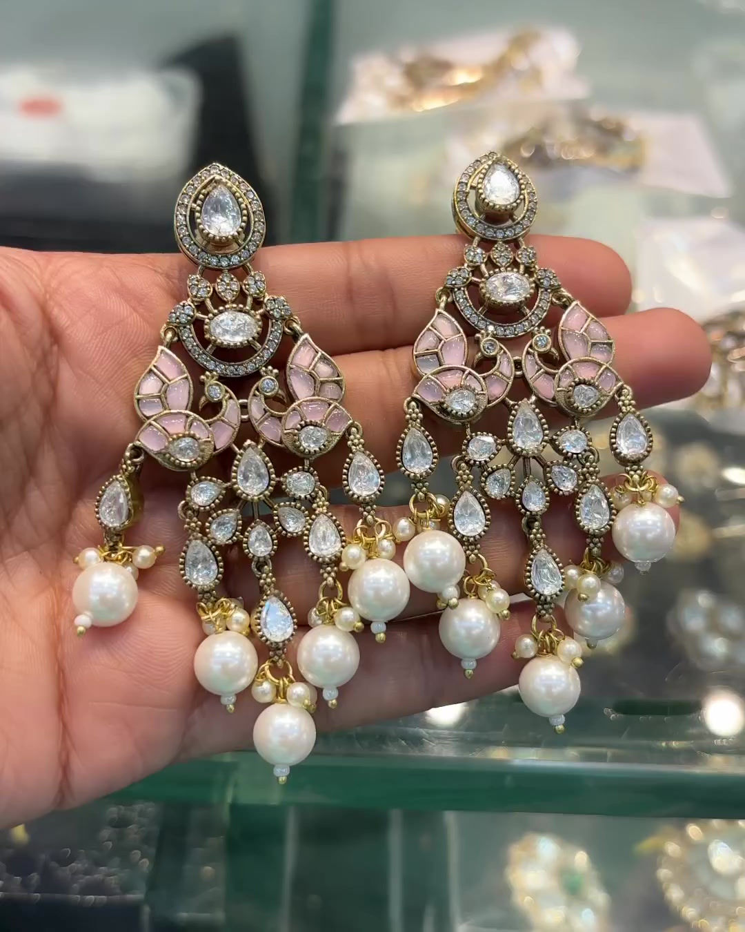 Moissanite polki earrings - 4 colours - Screwbacks