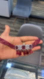 Thumbnail: Ruby beads diamond studded choker with earrings 