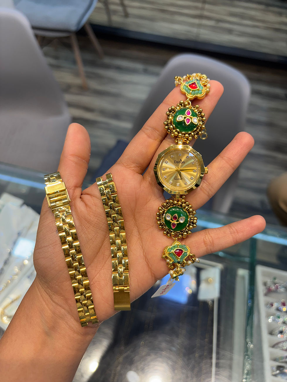 Thumbnail: Kundan watch set 