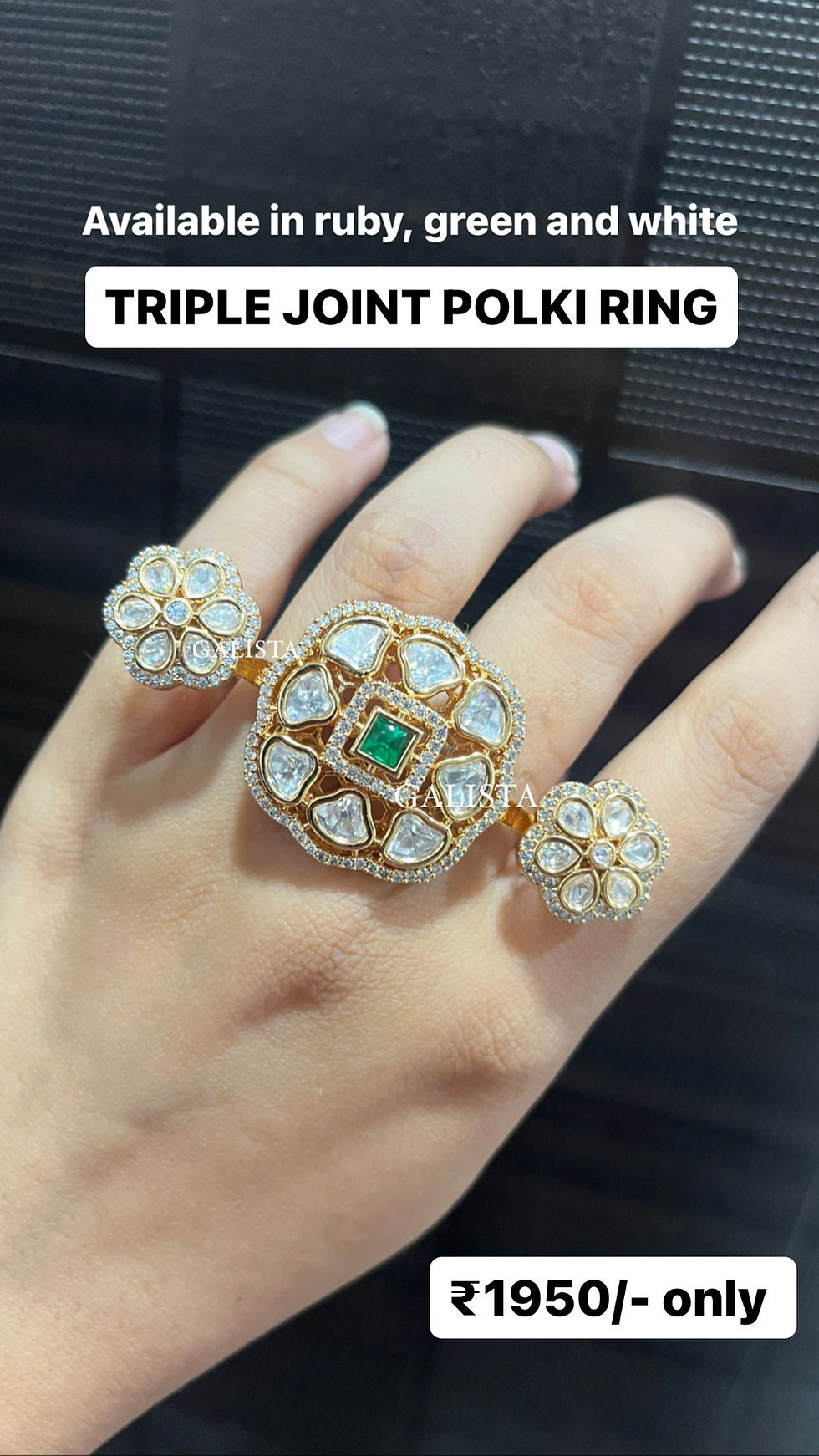Thumbnail: Triple joint gorgeous Polki ring 
