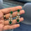 Thumbnail: Layered emerald moissanite polki necklace with earrings - 2 sets