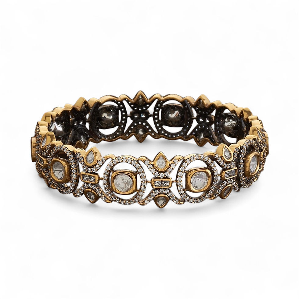 Thumbnail: Victorian polki bangles - non openable - one pair - 2 pieces 