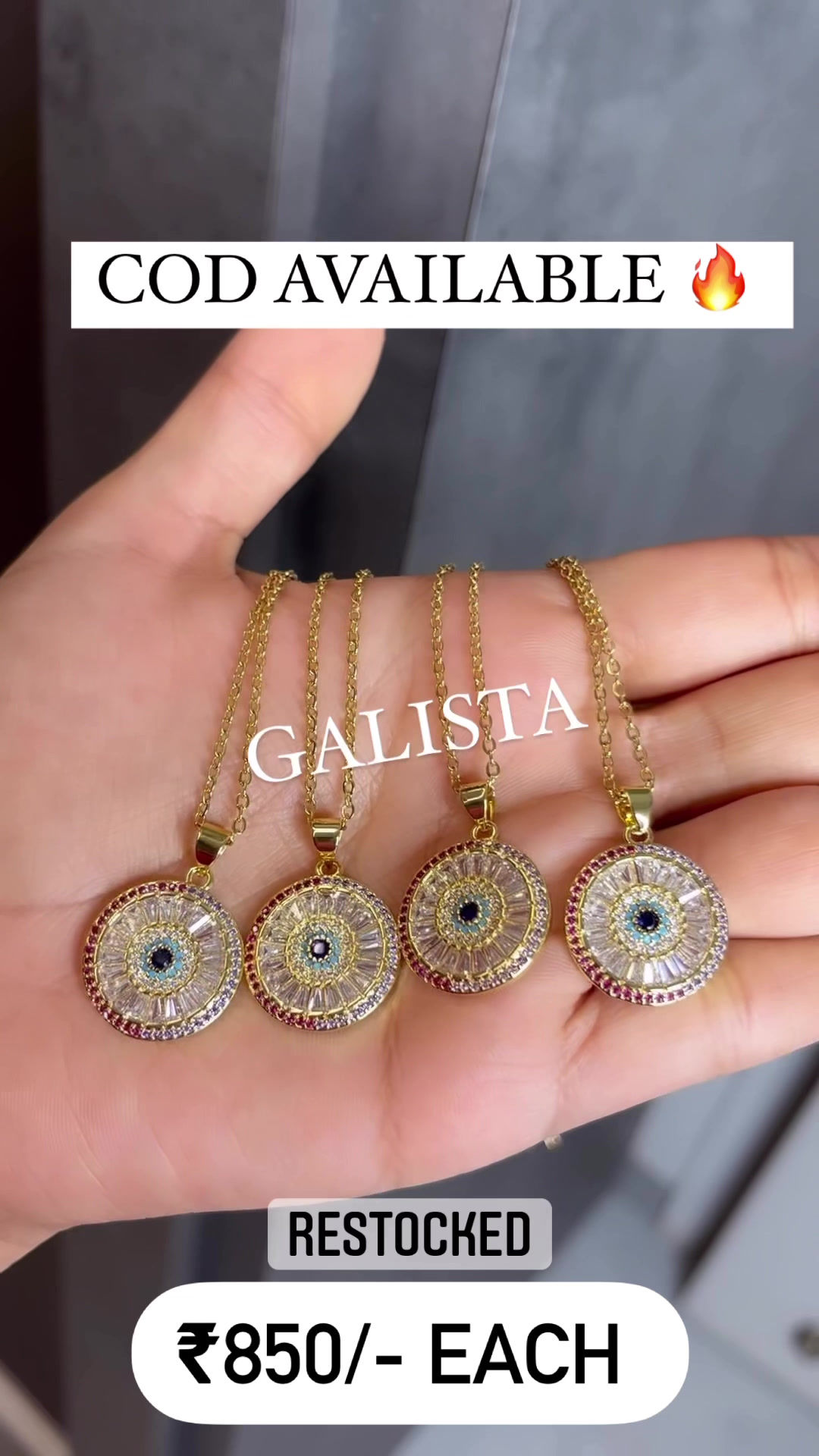 Baguette gold evil eye pendant chain