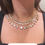 Thumbnail: Premium Polki tear drop dual layer necklace and earrings 