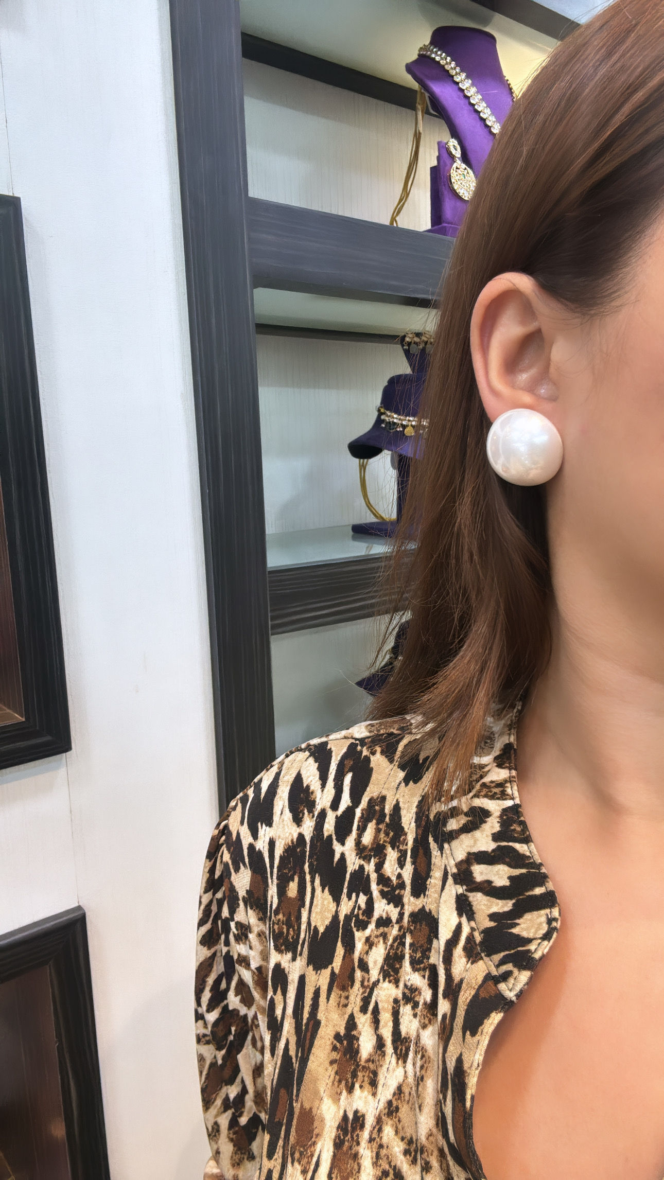  Oversized White Half Pearl studs 