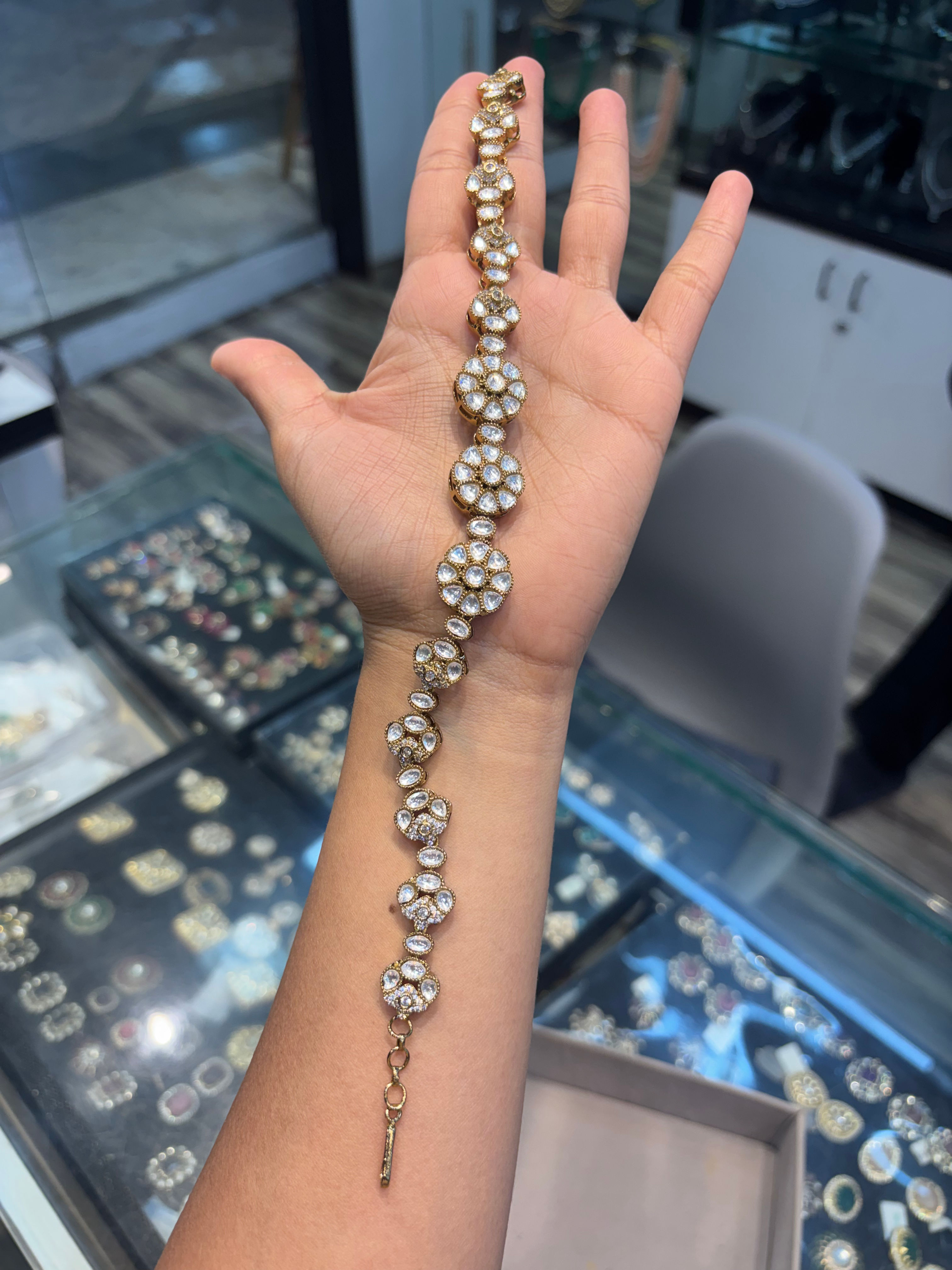 Moissanite polki  studded floral Shishphool