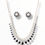Thumbnail: Pearl studded diamond drop necklace and earrings - 9 colours 