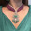 Thumbnail: Ruby green doublet stone with beads collar drop choker necklace & earrings
