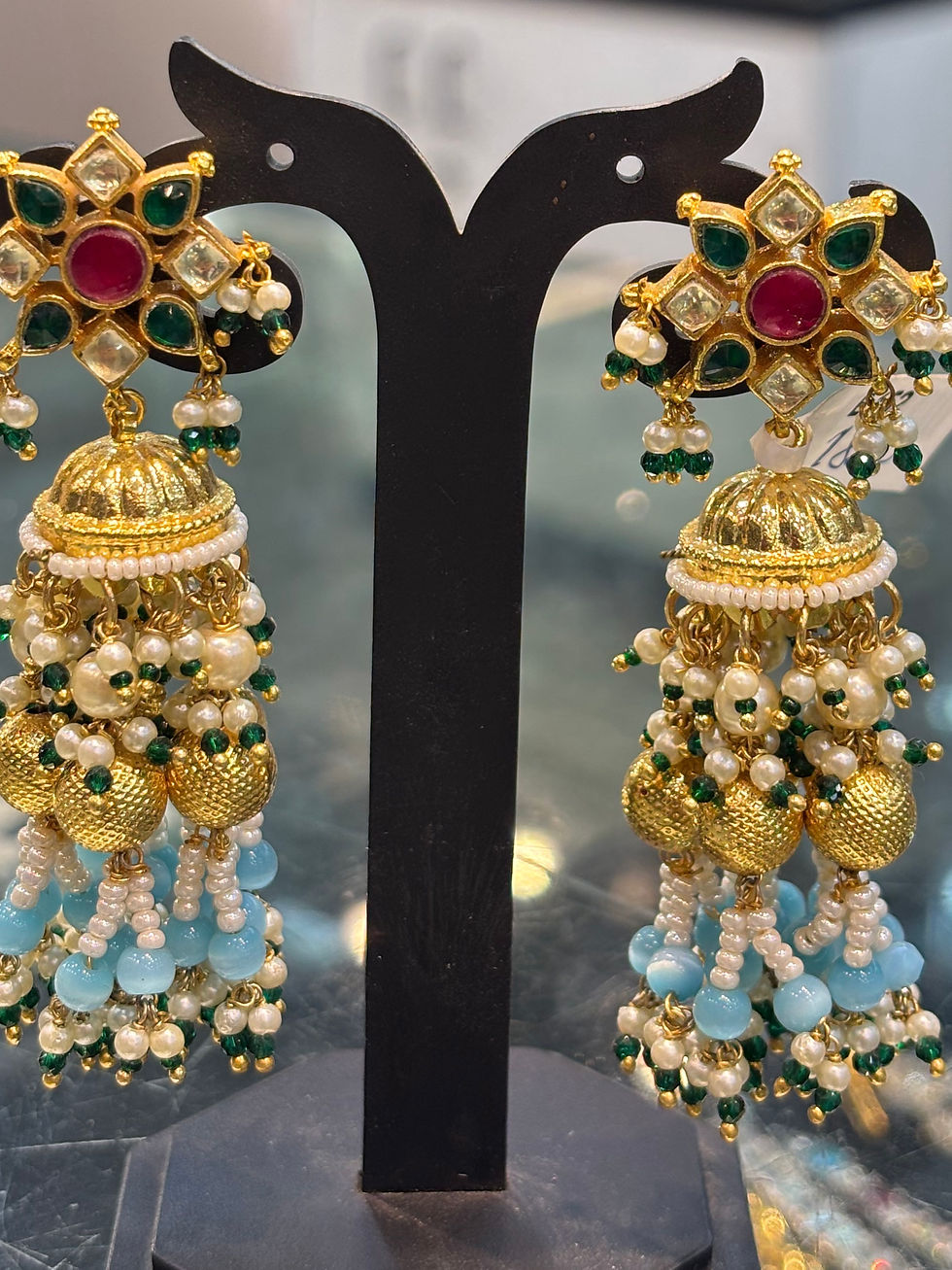 Thumbnail: Jadtar / jadau / pachi kundan earrings 