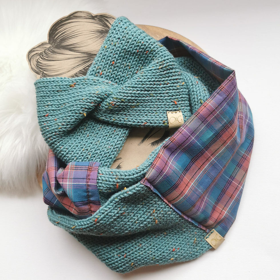 Infinity Scarf Set duck egg multi plaid