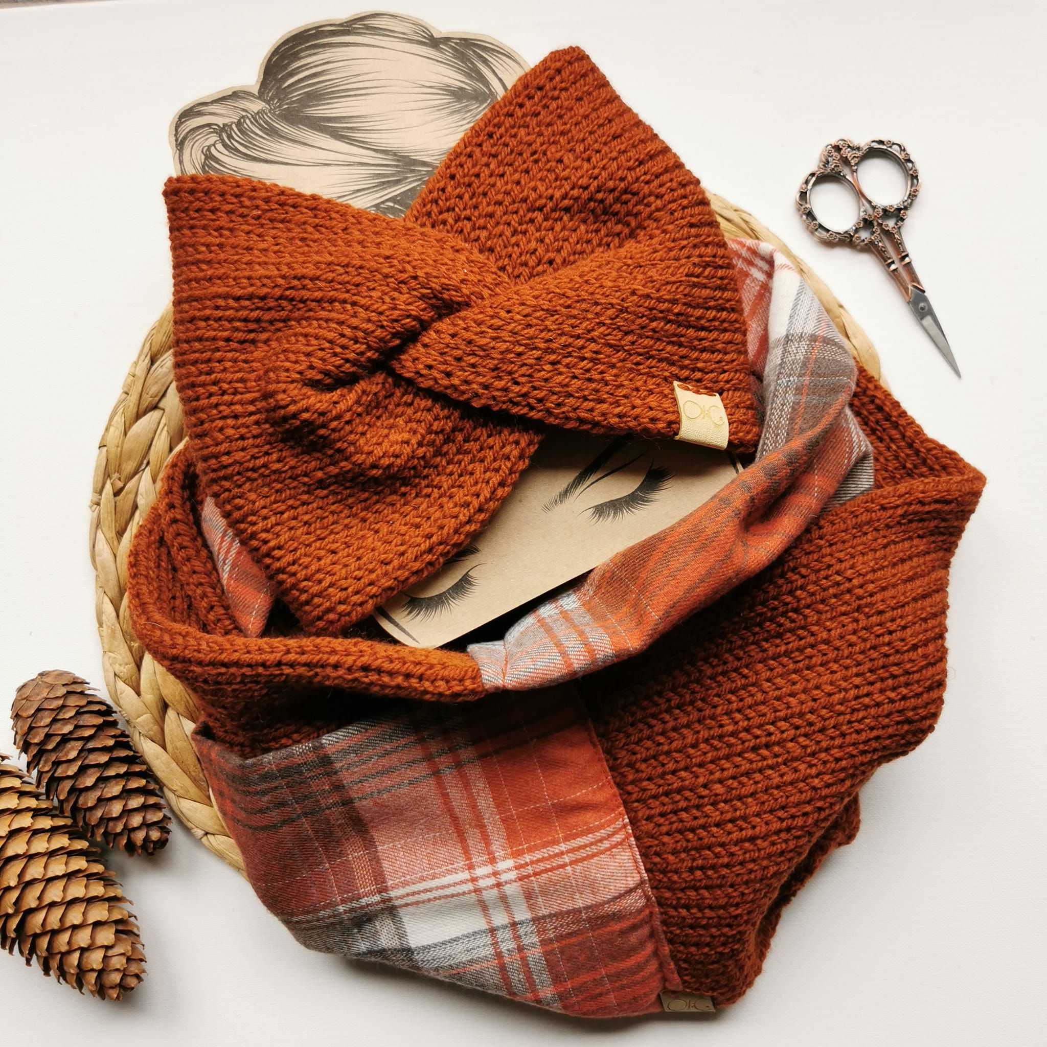 Infinity Scarf Set Burnt Orange Plaid