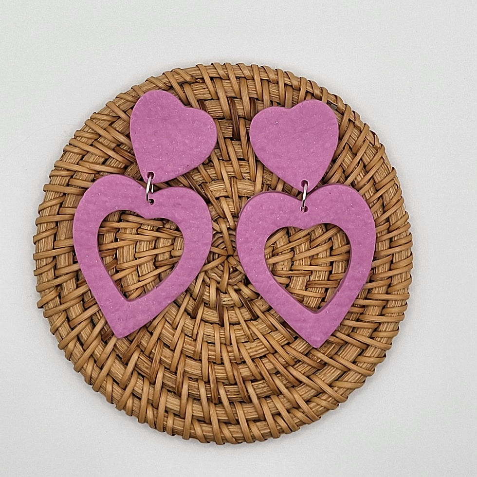 Thumbnail: Large Baby Pink heart statement Earrings