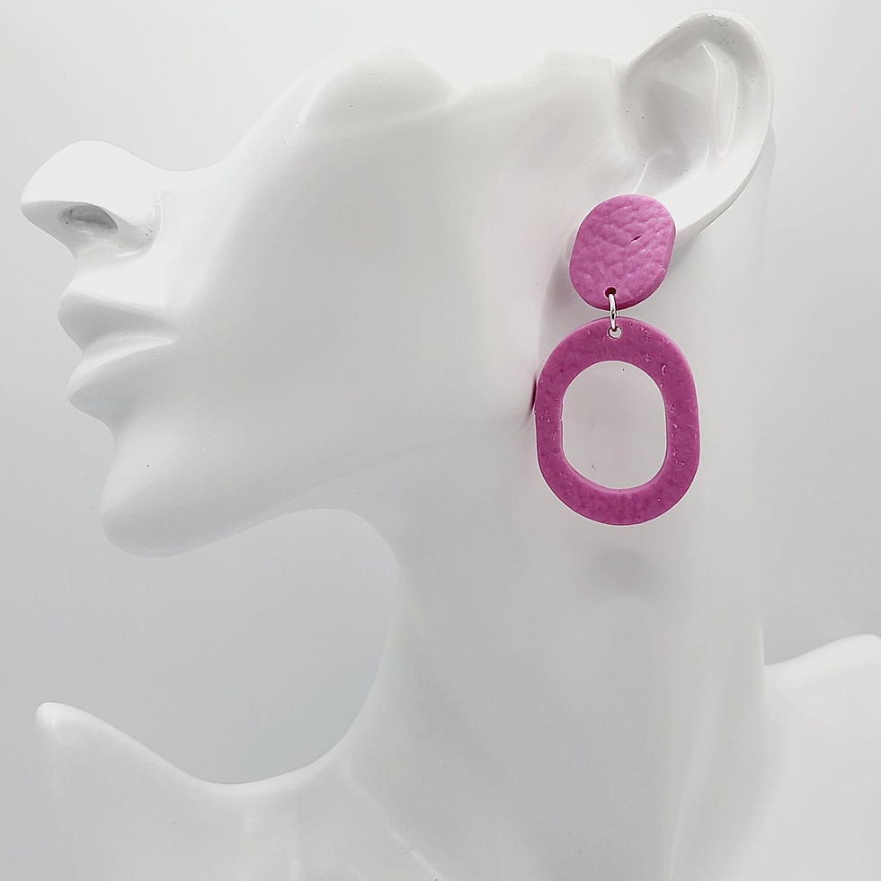Thumbnail: Large baby pink dangle statement Earrings