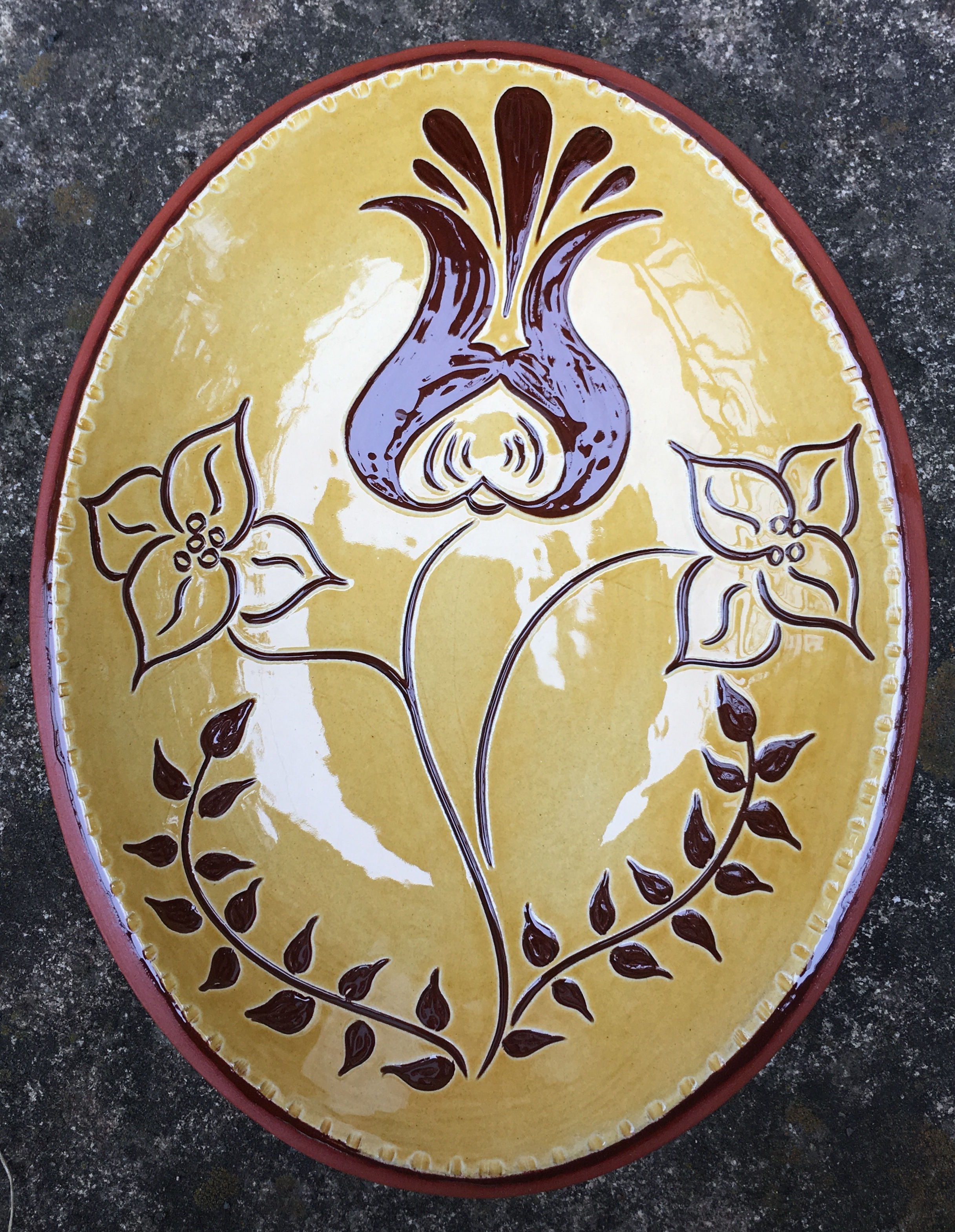 Oval Bowl with 3 Flowers - SG708