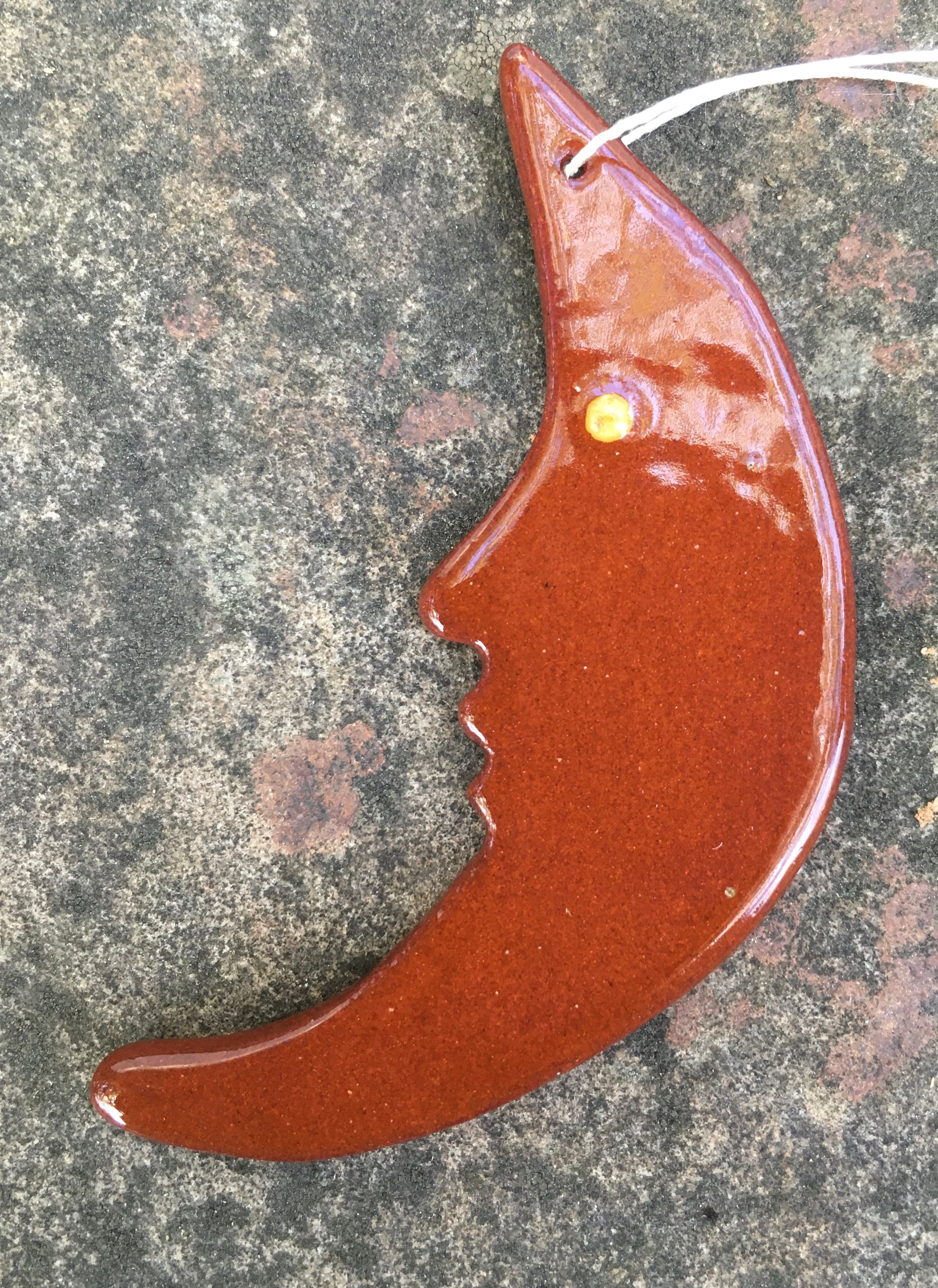 The Moon Feather tree ornament - light weight - decorates Norfolk Pine trees nicely - wilzpottery.com