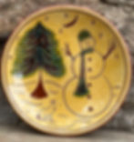 Snowman on a 7 inch Dish - Pennsylvania German Redware Plate - item SG1600