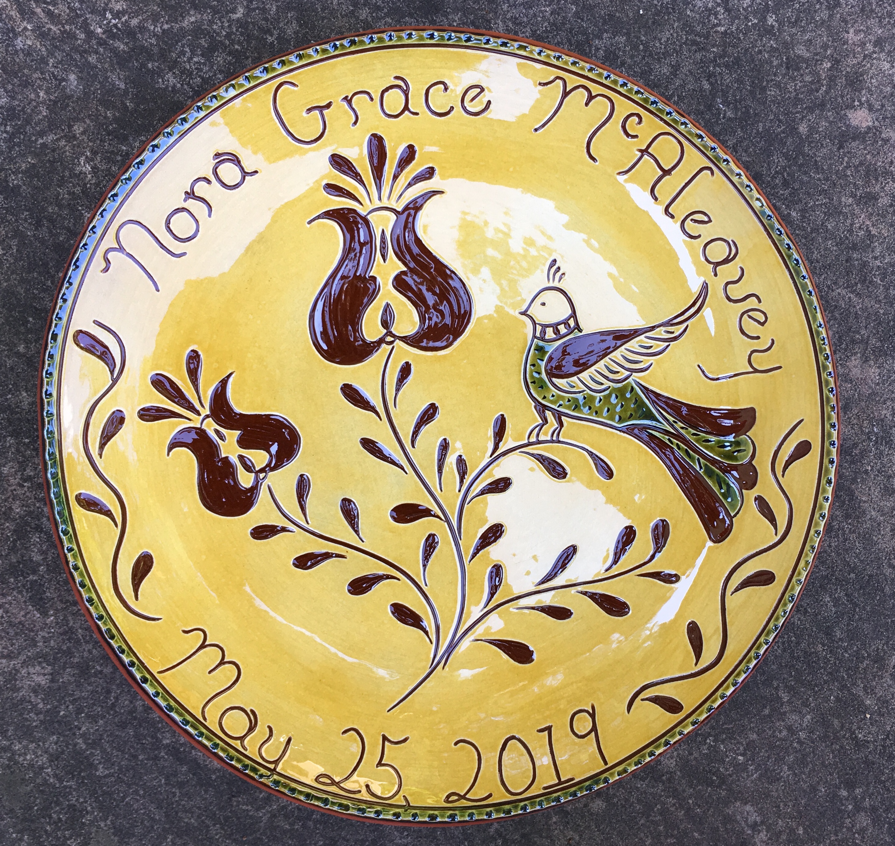 Custom Redware Baby Plate