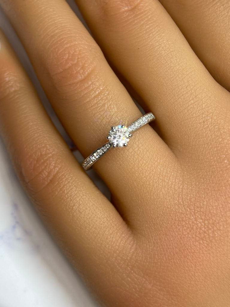 Thumbnail: 0.36ct Diamond Solitaire Ring With Diamond Shoulders