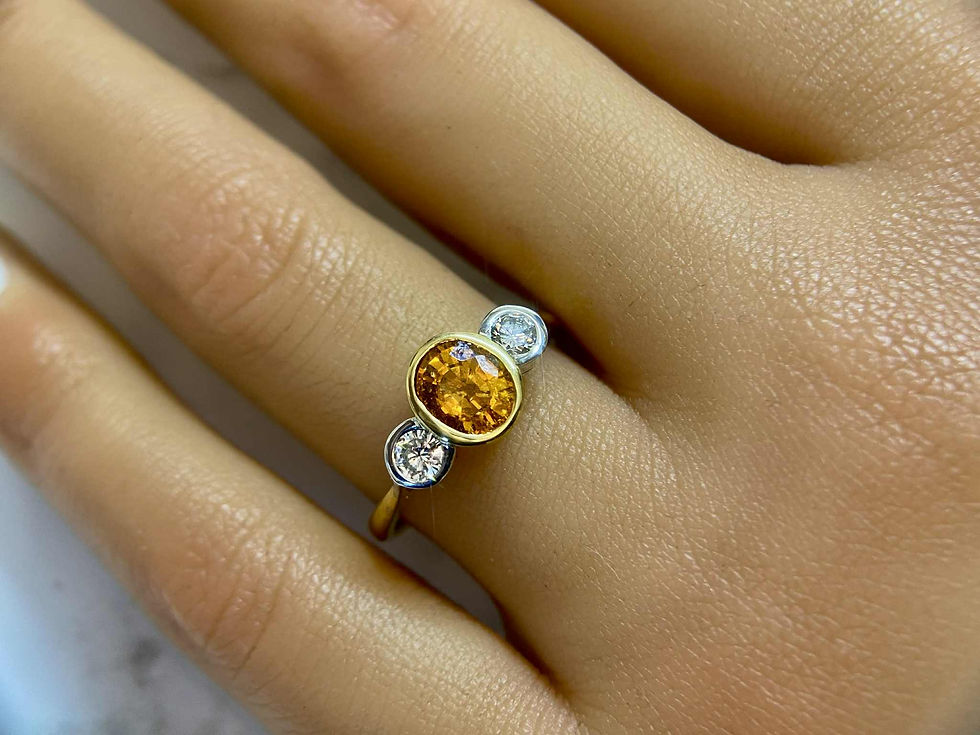 Thumbnail: Yellow Sapphire& Diamond 3-Stone Ring
