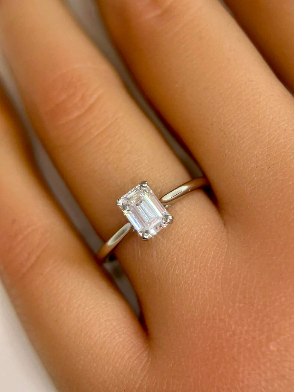 Thumbnail: 1ct Emerald Cut Diamond Solitaire Ring