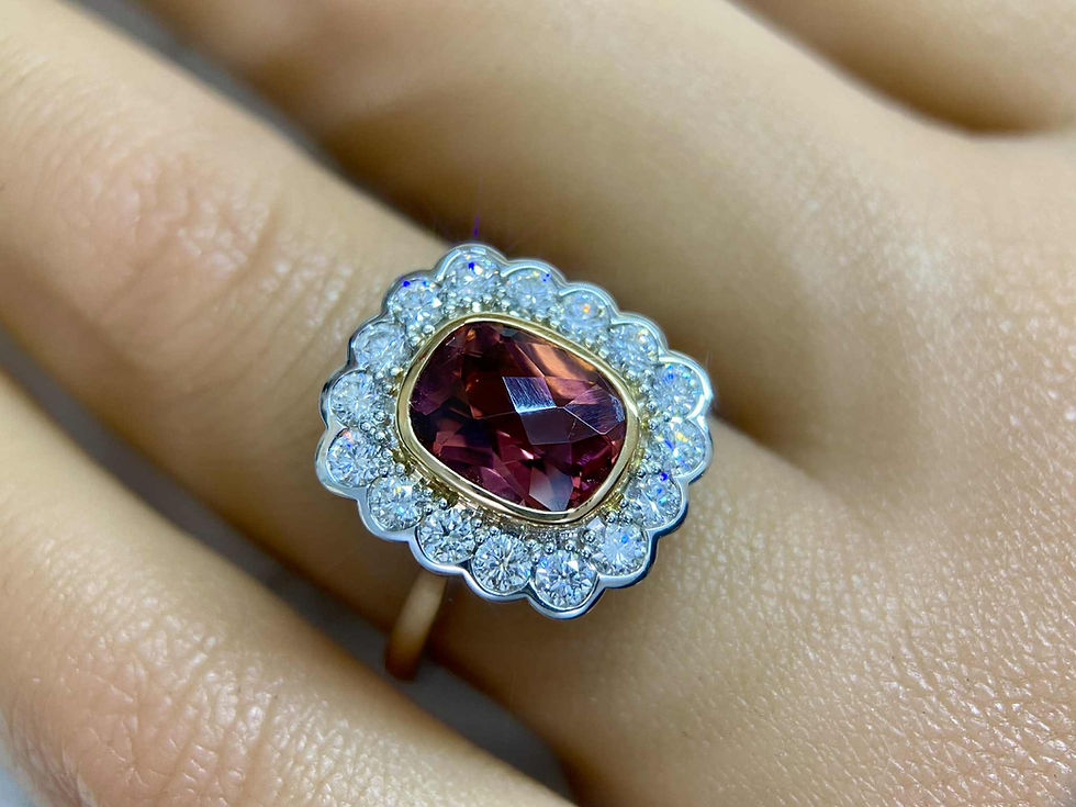 Thumbnail: Pink Tourmaline & Diamond Cluster Ring