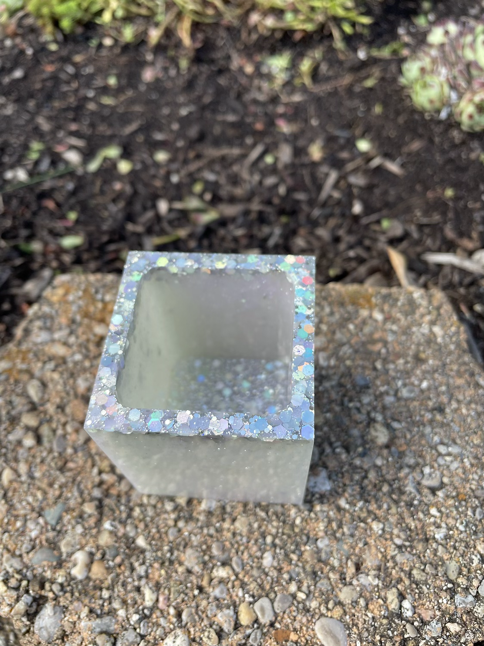 Thumbnail: Pencil/brush container - iridescent white sparkle