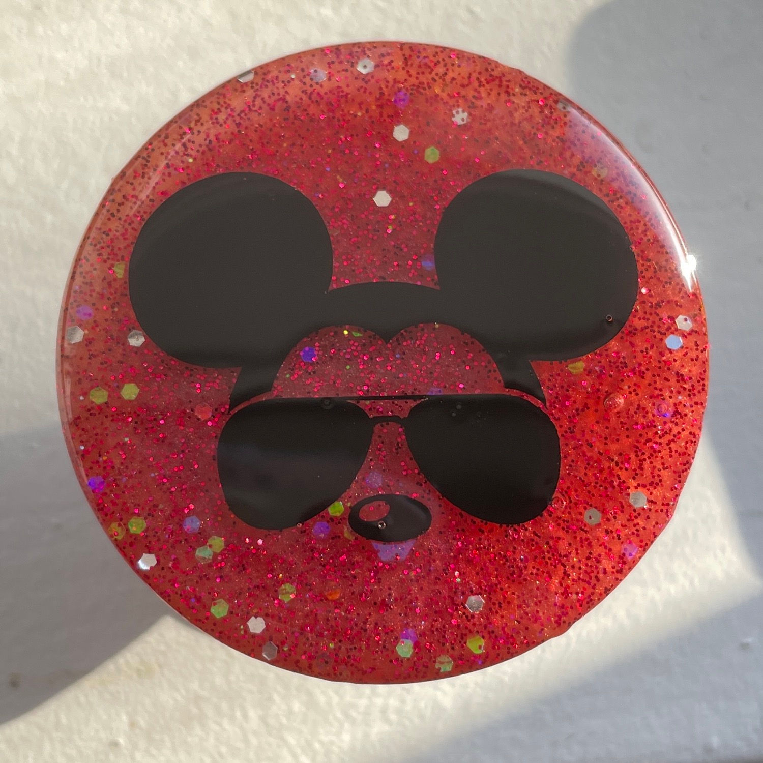 Phone grip - (handmade) Mickey and red glitter