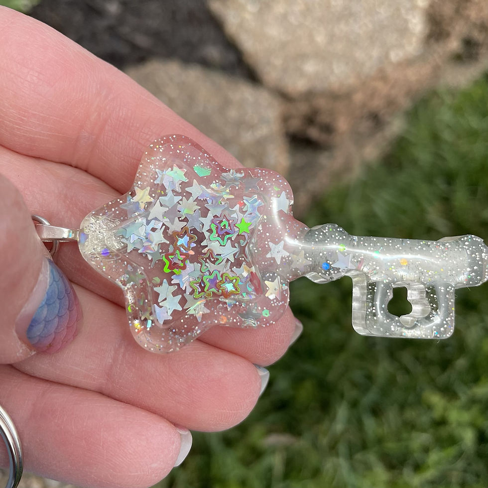 Thumbnail: Keychain - clear glitter star key shaker