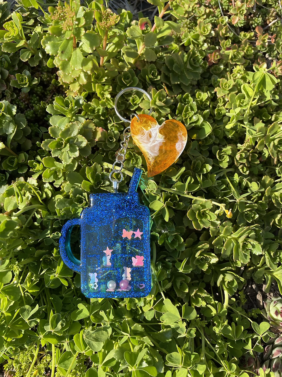 Thumbnail: Keychain - blue glitter maze shaker 