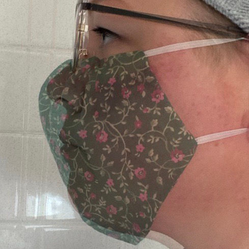 Thumbnail: NEW Reversible/Breathable Mask: Yellow floral/peach