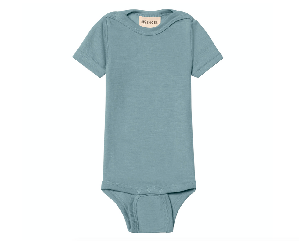 Miniatura: Body Engel  Manica corta in lana - seta colore Azzurro Polvere