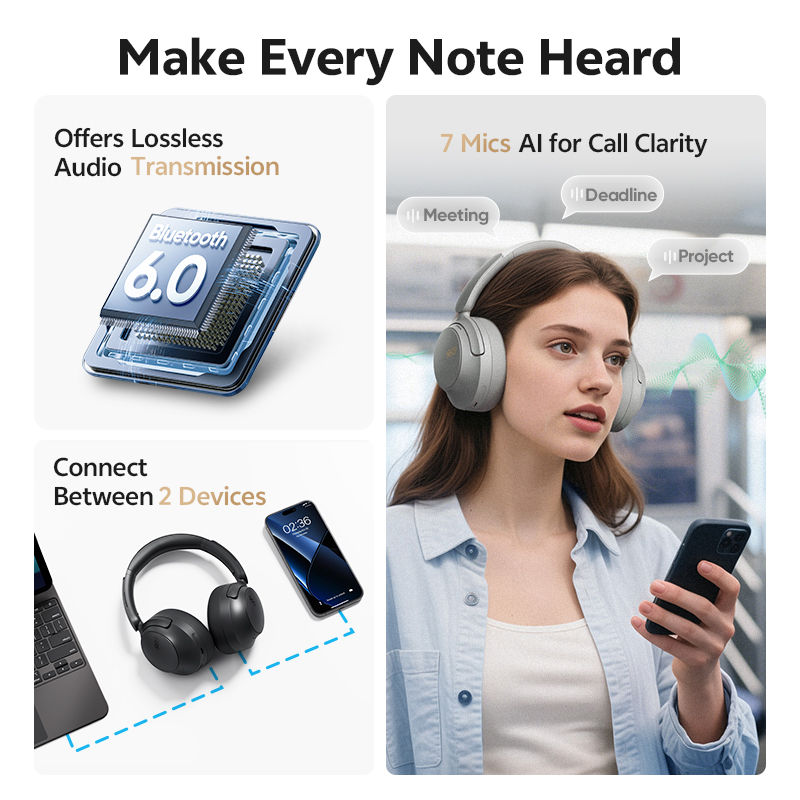 Thumbnail: QCY H3S Over Ear Headphone Hi-Res LDAC Spatial Sound Headset H3S -56dB Adaptive 