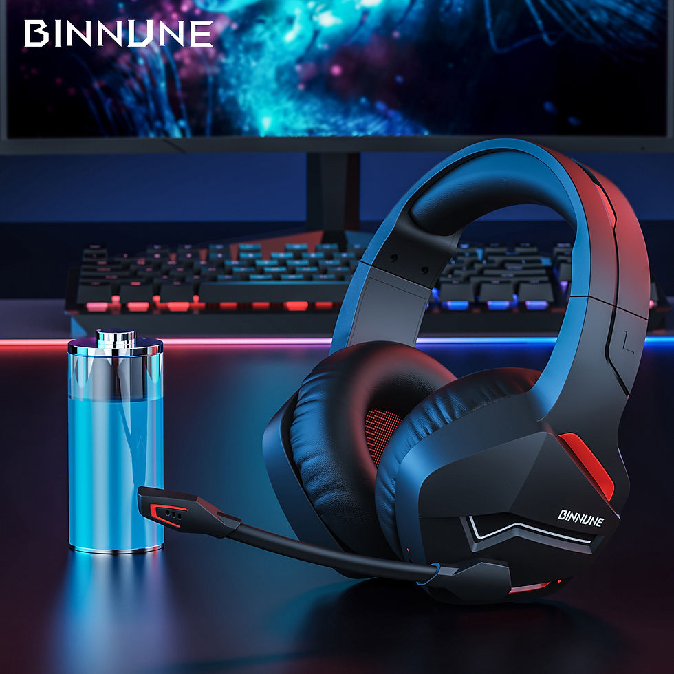 Thumbnail: BINNUNE Dual Wireless Gaming Headset with mic for PC PS4 PS5, Bluetooth Gaming H