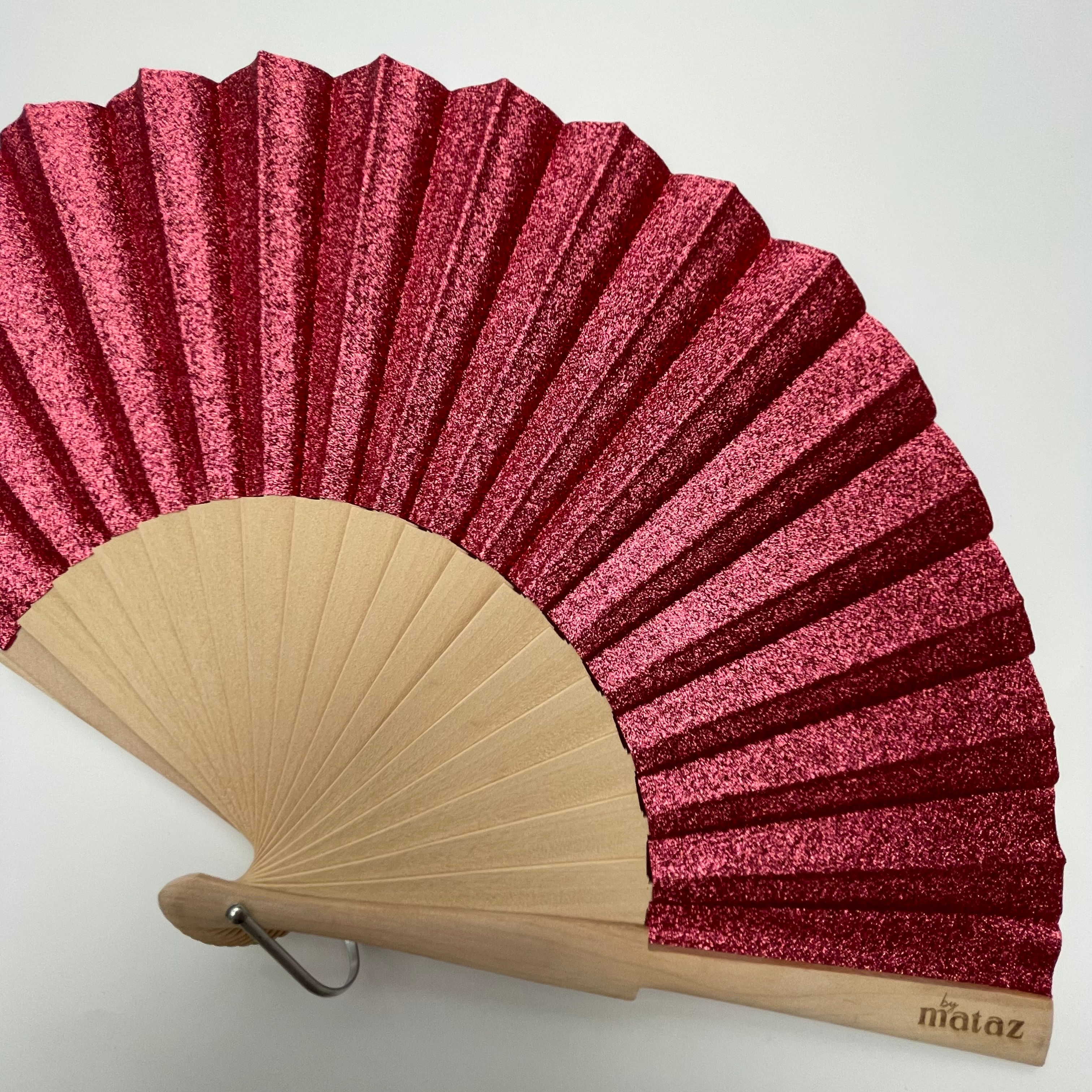 ÉVENTAIL PAILLETÉ FRAMBOISE "NEON QUEEN"