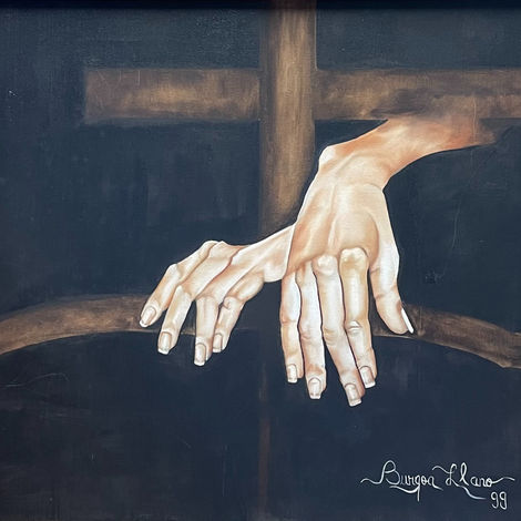 ORACIÓN
Técnica: Óleo sobre tela.
Medidas: 50 x 60 cm.
Año: 1998
La Cruz no pesa, sostiene generando fe y esperanza desde lo más profundo.
