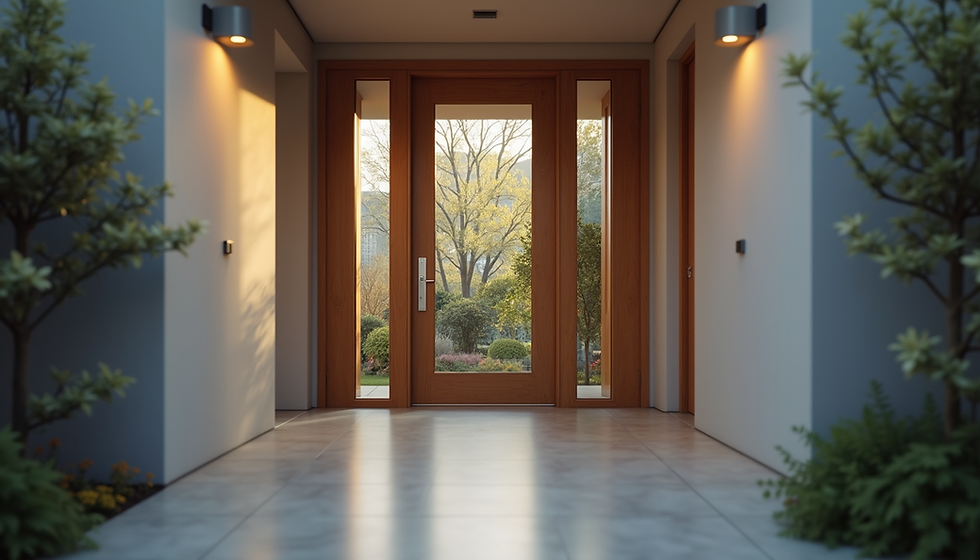 Grain fiberglass door system with clear glass