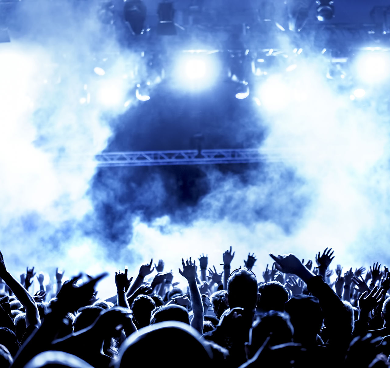 Crowd hyping up in a party night