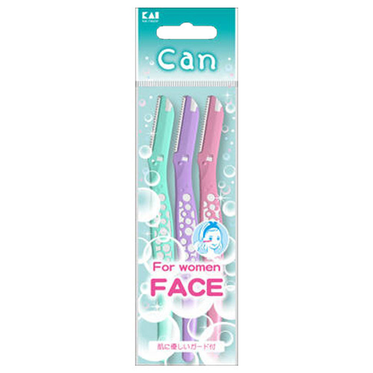 贝印 L型安全修眉刀 KAI CAN Female Face Razor 3pcs