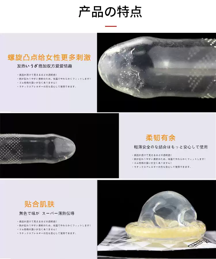 縮圖：日本JEX捷古斯 凸点螺纹热感润滑 超薄安全套 8片入 JEX Super Dots Hot Type 8pcs