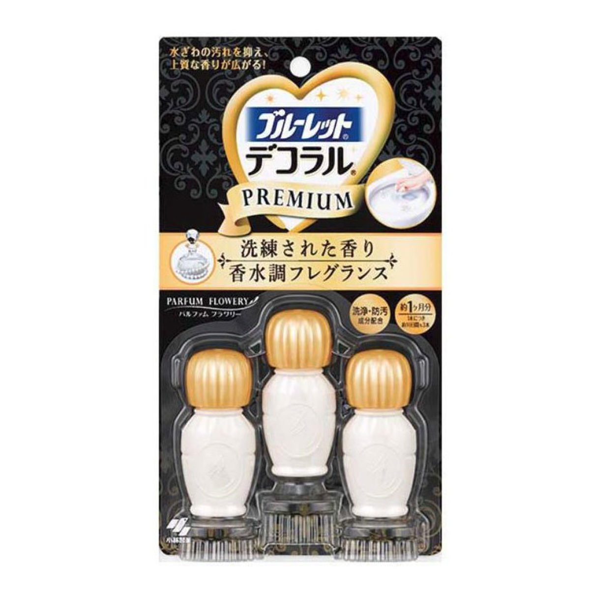 KOBAYASHI小林制药 马桶厕所除臭凝胶洁厕小花香水调制芳香 3枚入 Toilet Bowl Decoral Cleanser Parfum Flowery