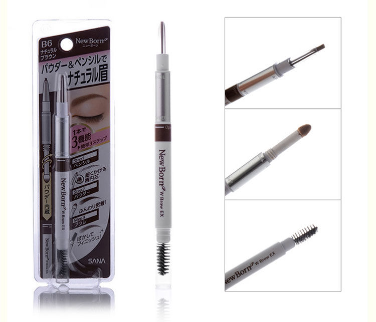 縮圖：日本SANA莎娜 柔和三用眉彩笔 #B6自然棕色 SANA New Born 3 Way Eyebrow Pencil #B6Natural Brown